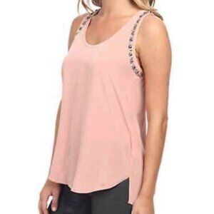 Rebecca Taylor Embellished 100% Silk Tank Woodrose 4 Light Pink $275 Beaded Chic